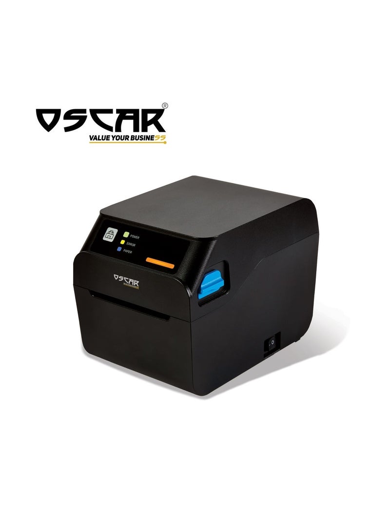 OSCAR Value Your Business OSCAR POS93 80mm Thermal Receipt Printer, 200mm/s High Speed POS Printer, USB, Serial & Ethernet LAN, 203 DPI, Barcode & QR Code Printing, Black - Image 1
