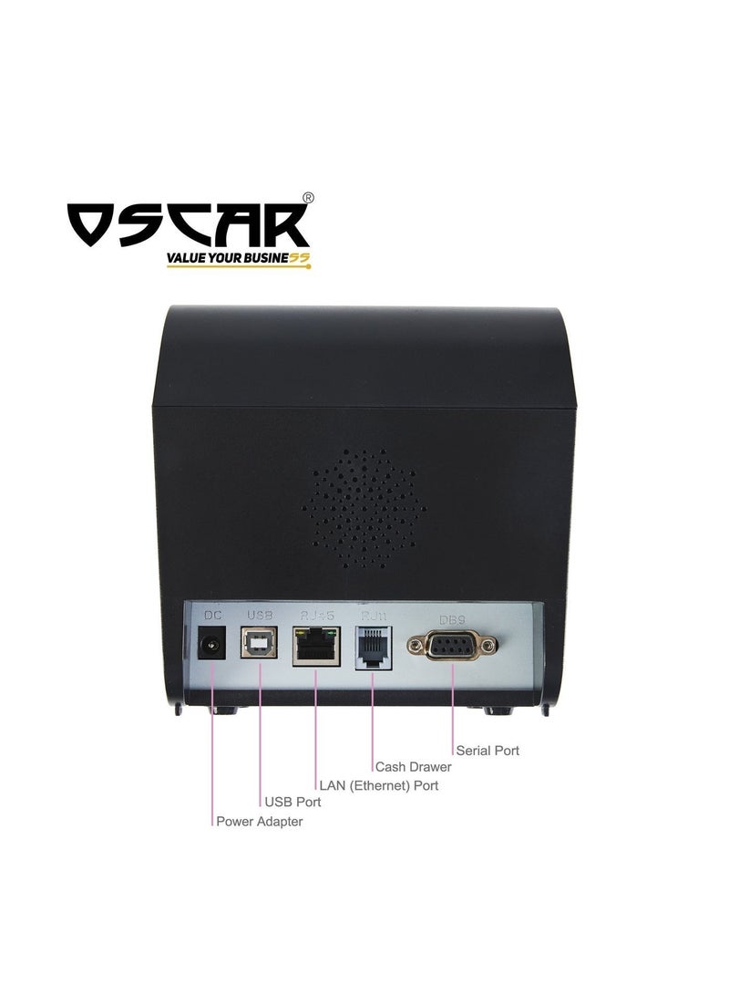 OSCAR Value Your Business OSCAR POS93 80mm Thermal Receipt Printer, 200mm/s High Speed POS Printer, USB, Serial & Ethernet LAN, 203 DPI, Barcode & QR Code Printing, Black - Image 5