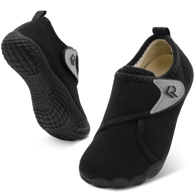 relxfeet Men's Slippers Wide Width Adjustable Orthopedic Diabetic House Shoes for Neuropathy Swollen Feet Relief Non-Slip Rubber Sole Indoor Outdoor (All Black, Size 11) - Image 1