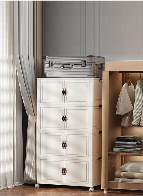 4 Tiers Stackable Storage Bins Folding Storage Bins with Lid Closet Organizers and Storage Folding Storage Box with Doors Collapsible Storage Cabinet Bins