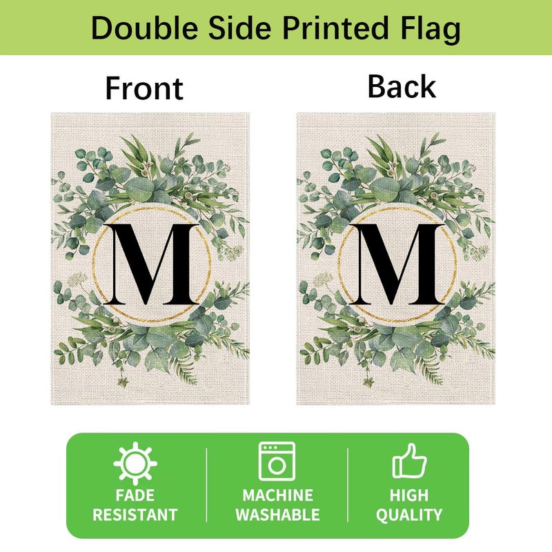 wyooxoo Monogram Letter M Floral Garden Flag 12x18 Inch Double Sided Outside Outdoor Family Last Name Initial Yard Flag - Image 5