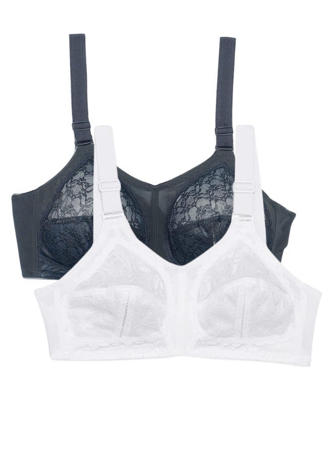 Lasso Pack of 2 Dantel Lassen Support Bra for Women Cup C - Image 1