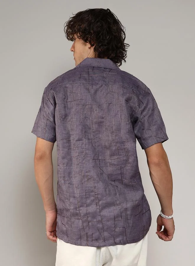Campus Sutra Campus Sutra Embroidery Pattern Regular Shirt with Buttons