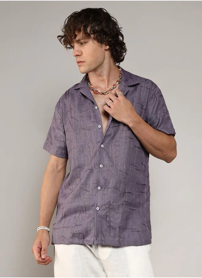 كامبوس سوترا Embroidery Pattern Regular Shirt with Buttons by Styli