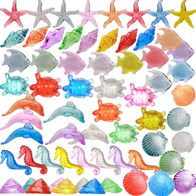 GEMSTONES AND CRYSTALS ACRYLIC SEA ANIMALS VASE FILLER 12LB JEWELS FOR CRAFTS FISH TANK ROCKS PLASTIC SEASHELLS SENSORY BIN FILLER GEMS FOR CRAFTING FAKE ICE AQUARIUM STONES
