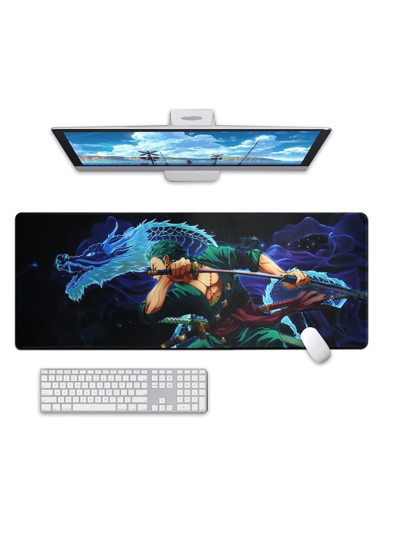 Large Mouse Pad, Anime Character Mouse Pad Large Extended Anime Gaming Mousepad Waterproof Non-Slip Rubber Base Stitched Edges Desk Mat for Computer Laptop Office Work and Study, Desk Mat 24 x 14 in - Image 1