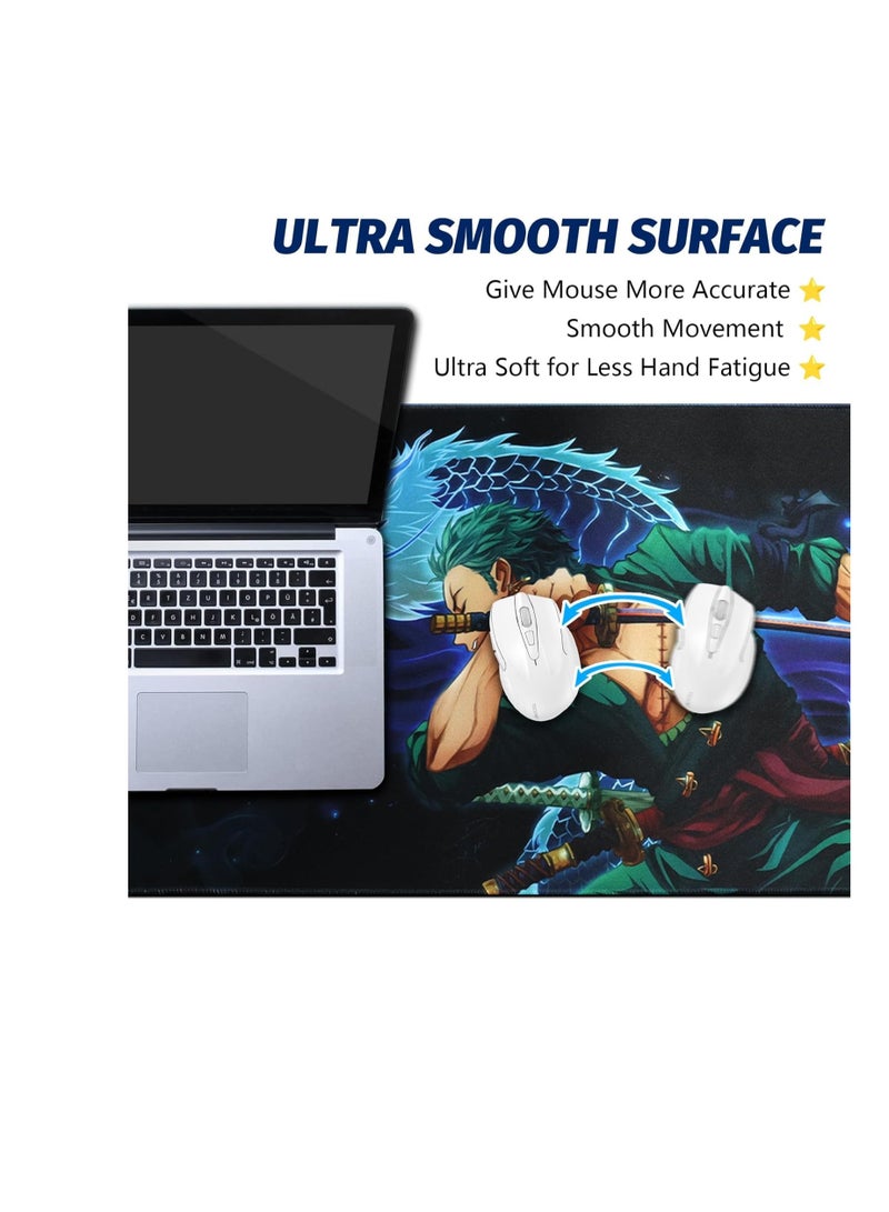 Large Mouse Pad, Anime Character Mouse Pad Large Extended Anime Gaming Mousepad Waterproof Non-Slip Rubber Base Stitched Edges Desk Mat for Computer Laptop Office Work and Study, Desk Mat 24 x 14 in - Image 3