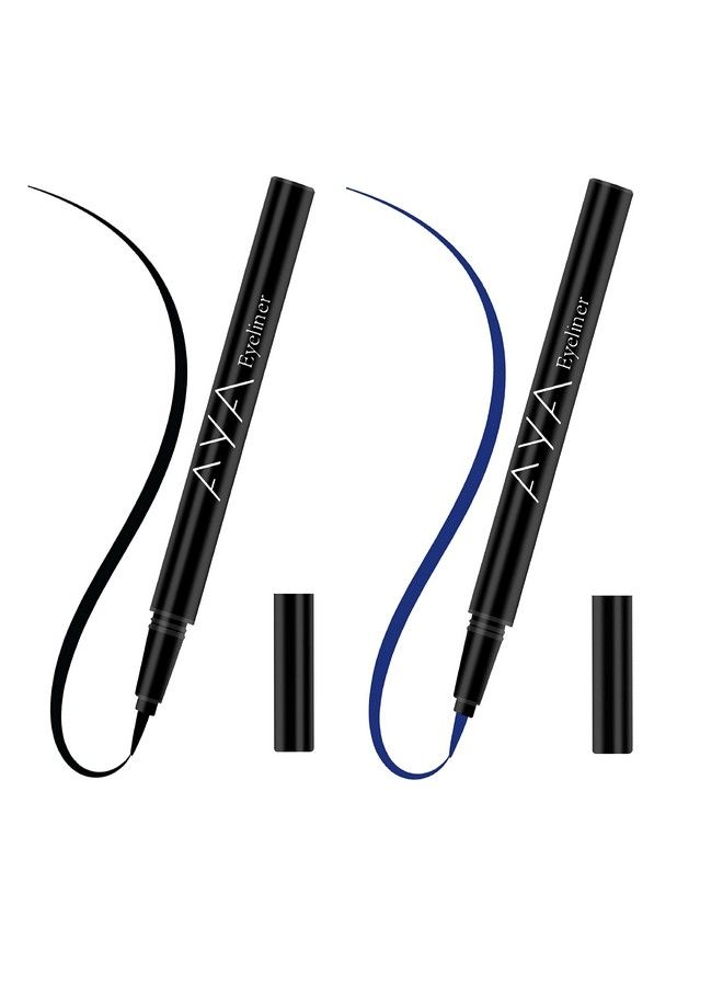 AYA Waterproof Long Lasting Eyeliner Set Of 2 (Black Blue) ; Smudge Proof Transfer Proof Eye Liner For Eye Makeup ; - Image 2