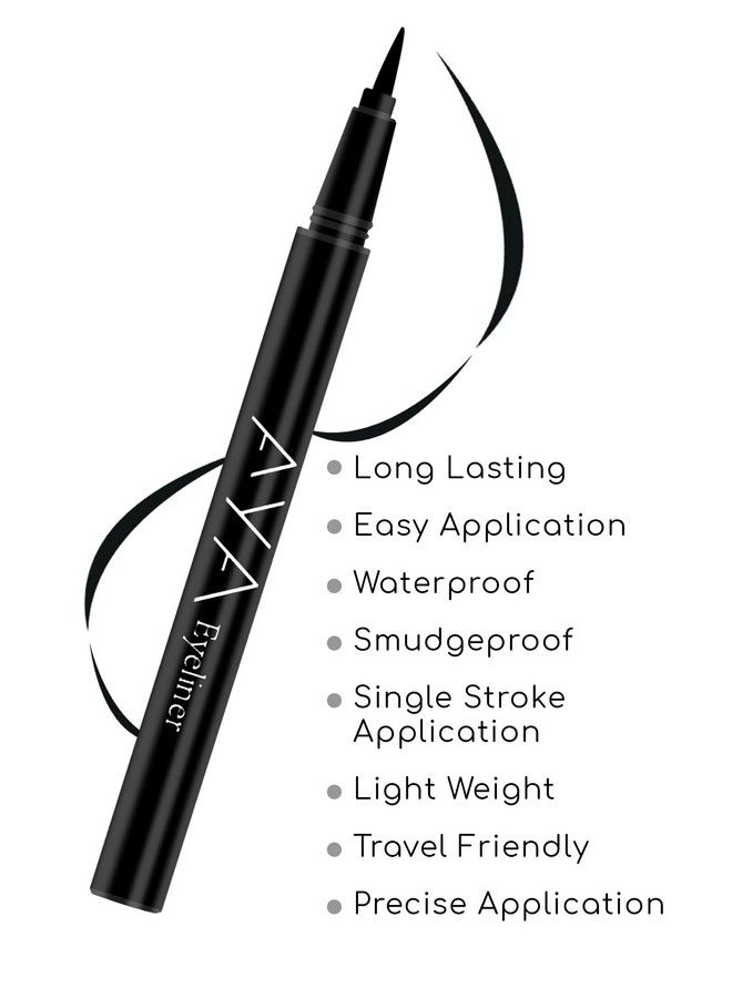 AYA Waterproof Long Lasting Eyeliner Set Of 2 (Black Blue) ; Smudge Proof Transfer Proof Eye Liner For Eye Makeup ; - Image 5