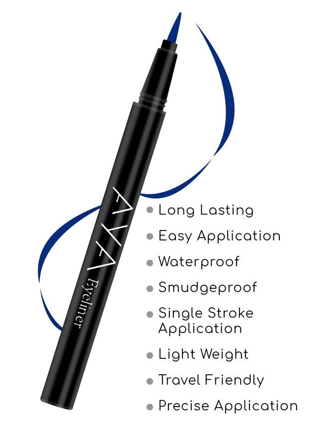 AYA Waterproof Long Lasting Eyeliner Set Of 2 (Black Blue) ; Smudge Proof Transfer Proof Eye Liner For Eye Makeup ; - Image 3
