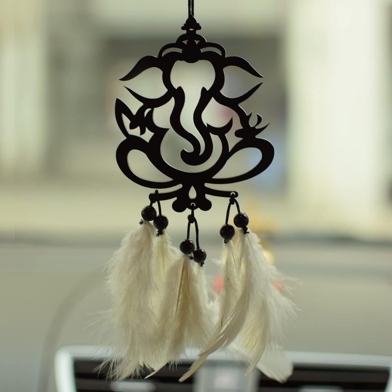 MGNLR Fancy Lord Shiva car Hanging car Rear View Mirror Decor Ornament Accessories Good Luck Dream Catcher Positive Vibes Balcony,Gift, car, Wind Chimes, Room (Ganesh Dream Catcher) - Image 1