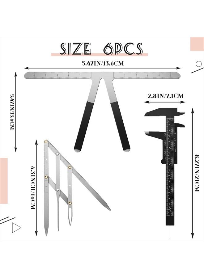 Flutesan 6 Pieces Eyebrow Measuring Ruler 3-point Positioning Permanent Makeup Symmetrical Tool Eyebrow Golden Ratio Caliper Ruler Microblading Gauge Ruler Measuring Tool for Eyebrow Brow Artists Makeup - Image 2