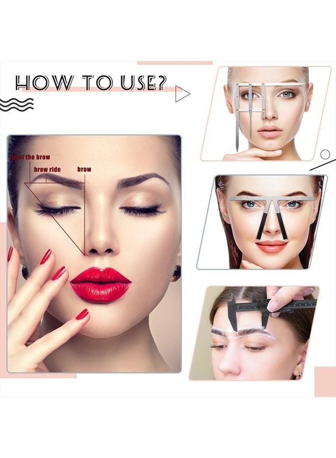 Flutesan 6 Pieces Eyebrow Measuring Ruler 3-point Positioning Permanent Makeup Symmetrical Tool Eyebrow Golden Ratio Caliper Ruler Microblading Gauge Ruler Measuring Tool for Eyebrow Brow Artists Makeup - Image 4