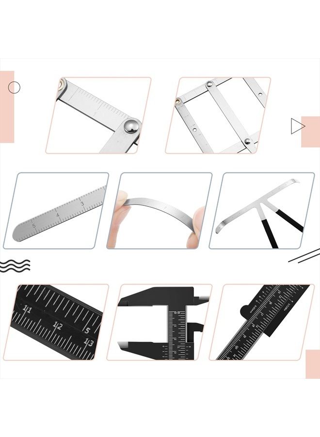 Flutesan 6 Pieces Eyebrow Measuring Ruler 3-point Positioning Permanent Makeup Symmetrical Tool Eyebrow Golden Ratio Caliper Ruler Microblading Gauge Ruler Measuring Tool for Eyebrow Brow Artists Makeup - Image 3