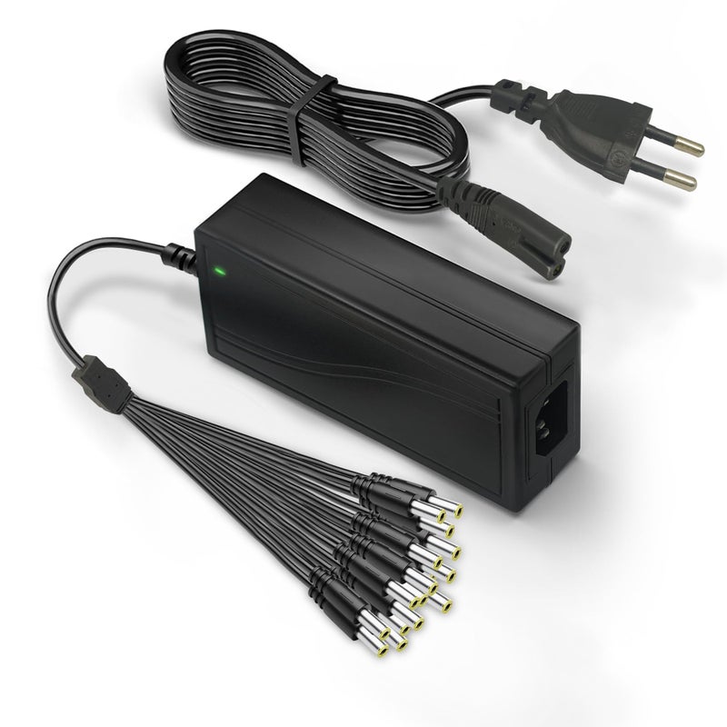 MX 12V 8 A Power Adapter with 16-Way Splitter & LED Indicator | 100-240 V AC Quick Charger for Analog/AHD DVR Cameras, Lorex, RGB LED Strips - Image 2
