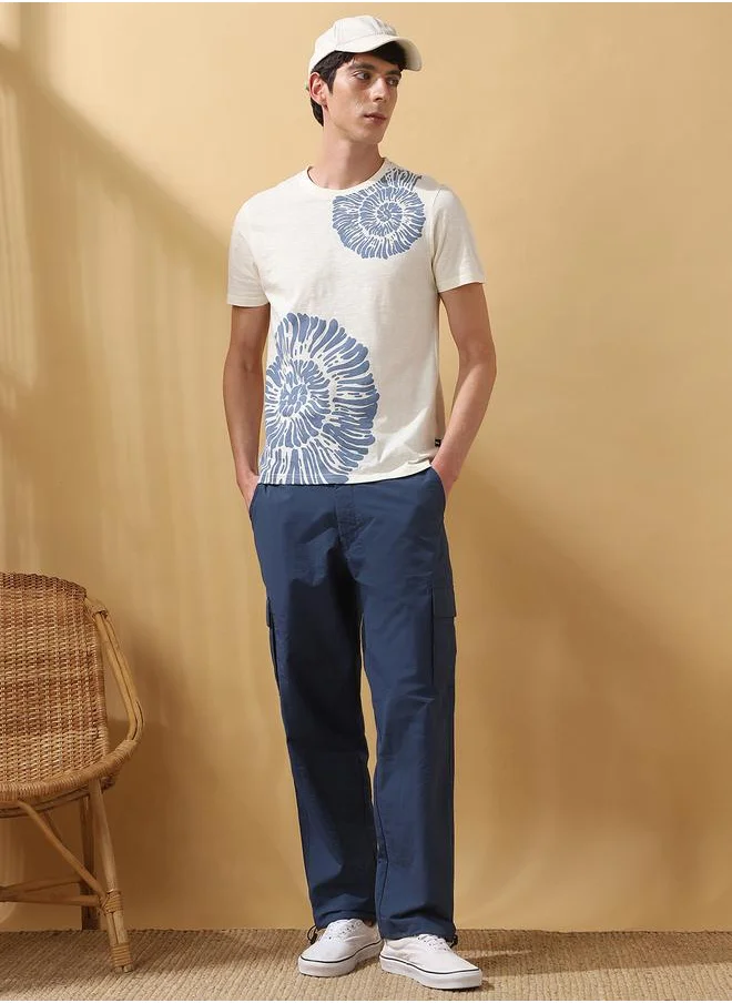 Dennis Lingo Marshmallow Cotton Printed Pattern Regular Fit T-Shirts for Men with Round Neck Neckline Half Sleeves Regular Length Upper Body Wear T-shirts Knitted Weave - Perfect for Lifestyle Occasions