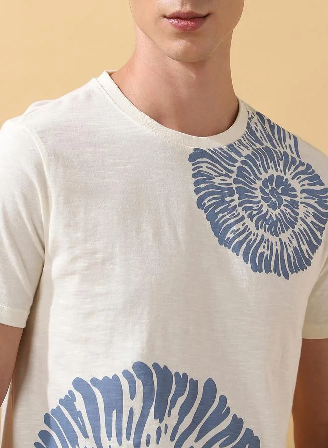Dennis Lingo Men's Marshmallow 100% Cotton Printed Regular Fit T-Shirt