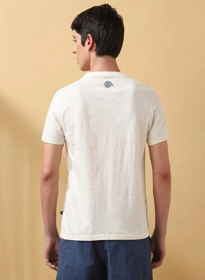 Dennis Lingo Men's Marshmallow 100% Cotton Printed Regular Fit T-Shirt