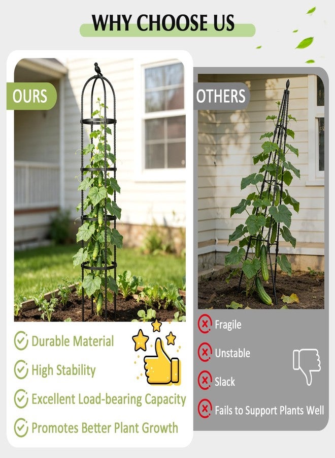 CL FUN 2 Pack Garden Obelisk Trellis for Climbing Plants Outdoor, 6Ft Tall Tower Tomato,Rose, Flowers, Grape, Pea, Cucumber Trellis, Rustproof Plastic Coated Metal Plant Support Trellis for Potted Plants - Image 5