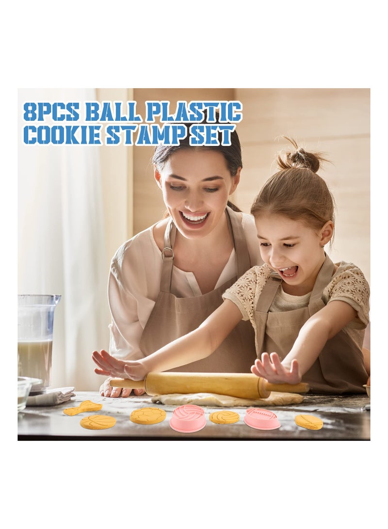 Zikra Sport Ball and Birthday Cookie Stamps, 3d Football Volleyball Soccer Basketball Cake Flower Shape Biscuit Cutter Cookie Stamps, for Diy Cookie Supplies, for Making Biscuits, Cakes(8 Pieces) - Image 5
