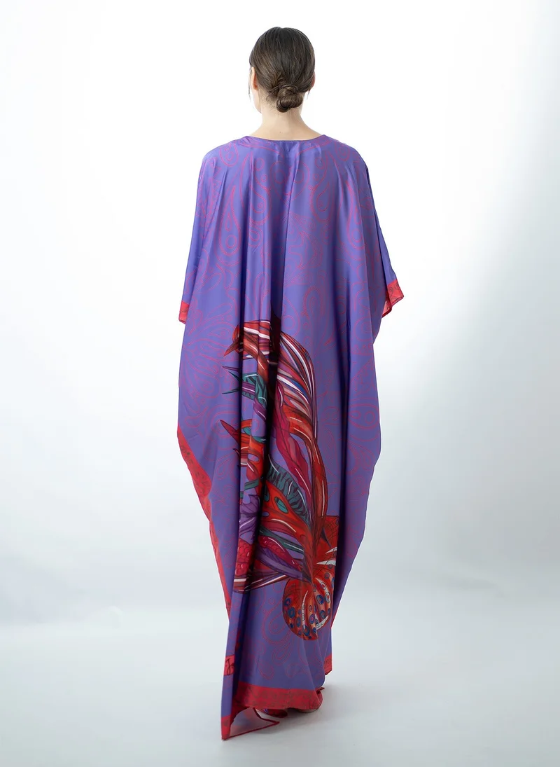 Janara Jones  Neptune Satin Scarf Print Kaftan for Women | Best Price UAE