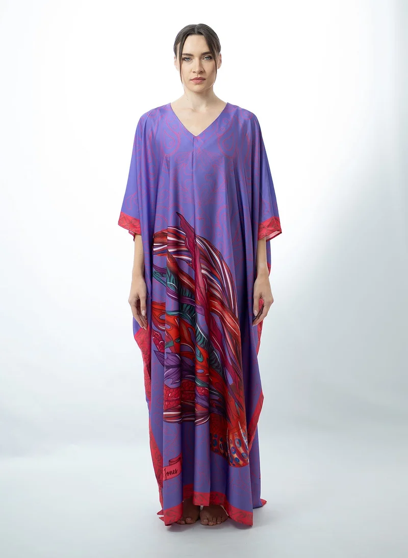 Neptune Satin Scarf Print Kaftan