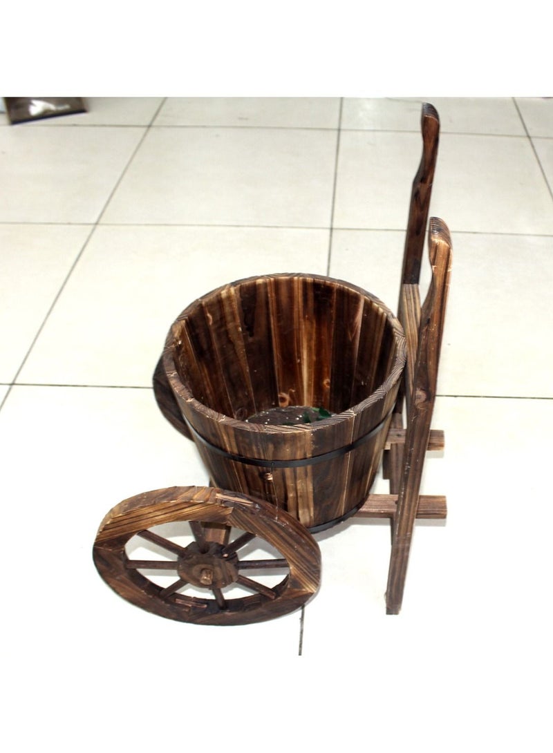 وعاء زهور خشبي من FFD على شكل تروللي حاوية زهرية زهرة دلو زارع حديقة وعاء زهور خشبي مزخرف - Image 3