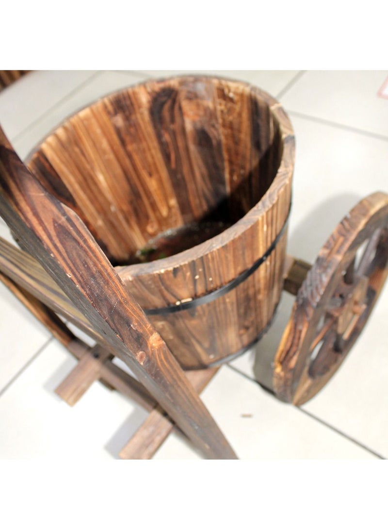وعاء زهور خشبي من FFD على شكل تروللي حاوية زهرية زهرة دلو زارع حديقة وعاء زهور خشبي مزخرف - Image 4