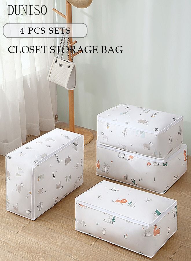 DUNISO 4PCS Large Moving Bags with Strong Zippers Closet Storage Bags Storage Totes for Clothes Moving Supplies Space Saving Oversized Storage Bag Organizer for Moving Traveling  - Image 1