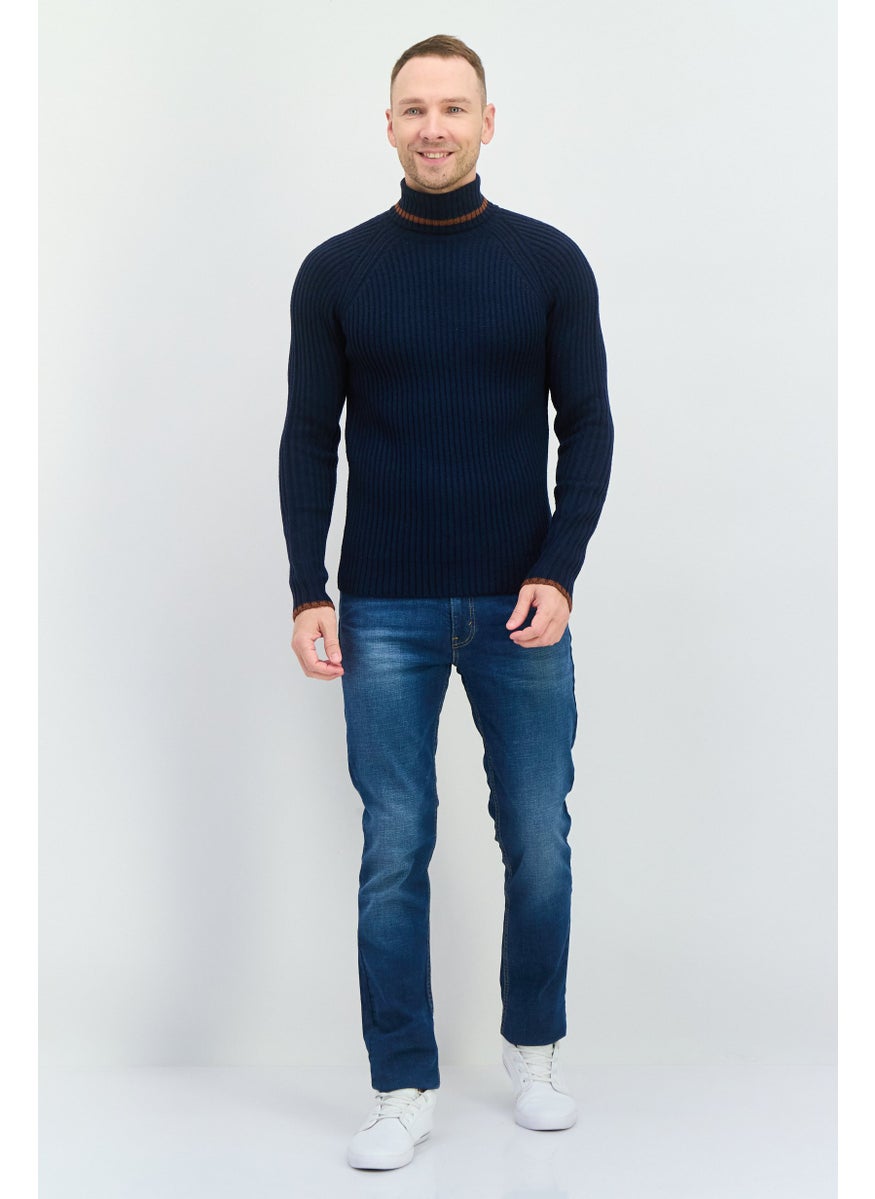 Sorbino Men Turtle Neck Knitted Long Sleeves Sweater, Navy  - Image 3
