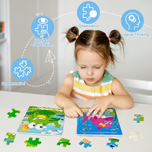 Sealive 6 Pack Wooden Jigsaw Puzzles for Kids Ages 35 16 Pieces Animals Montessori Learning Toys for Boys Girls Preschool Educational Development HandEye Coordination Problem Solving Autistic - Image 5