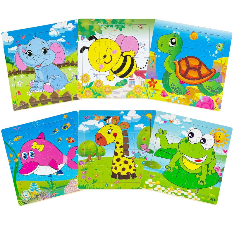 Sealive 6 Pack Wooden Jigsaw Puzzles for Kids Ages 35 16 Pieces Animals Montessori Learning Toys for Boys Girls Preschool Educational Development HandEye Coordination Problem Solving Autistic - Image 3