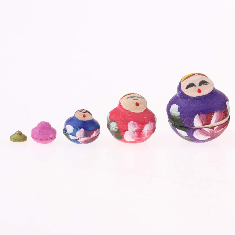 klarako 10 Pieces Chromatic Wooden Russian Nesting Dolls Babushka Matryoshka Crafts - Image 2