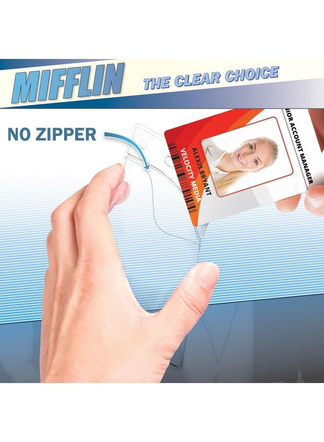 MIFFLIN -Usa Plastic Vertical Card Holder (3X4 Inch, Clear, Bulk 100 Pack) Quick Load No Zipper Name Id Badge - Image 3