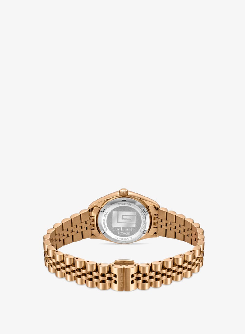 Guy Laroche Rosalie Silver White Dial Rose Gold Metal Bracelet Analog Watch for Women 30mm - Image 3