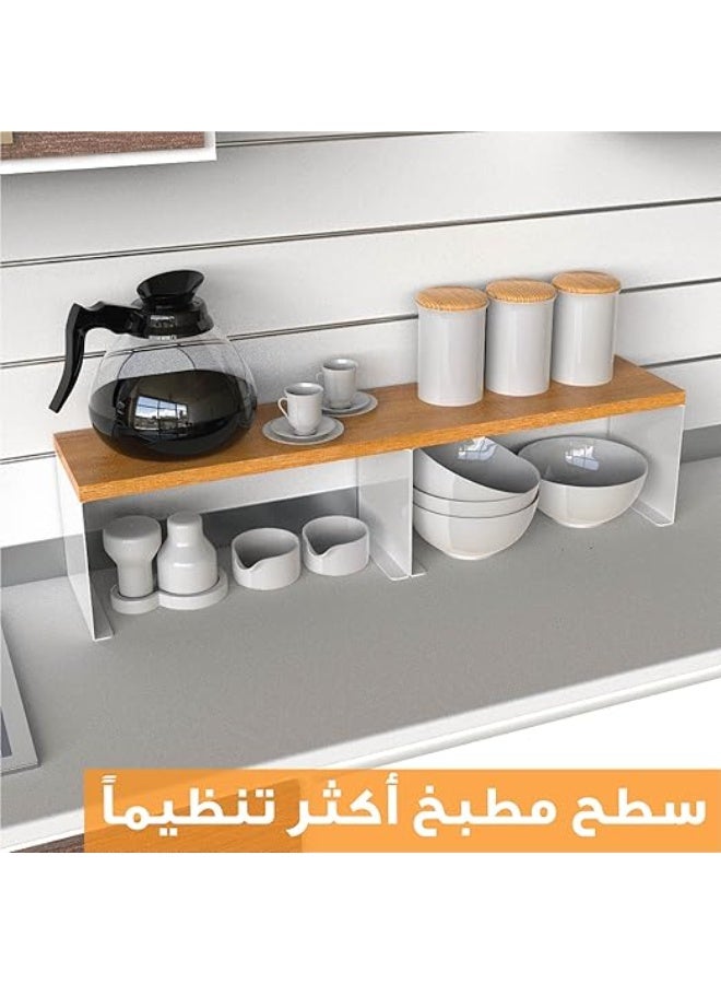 Extra Shelf - 1 Shelf Wooden Countertop Wall Mount Spice Rack Organizer, Minimalist Style, Kitchen Utensils, 33.7X15.7X4.2CM - Image 4