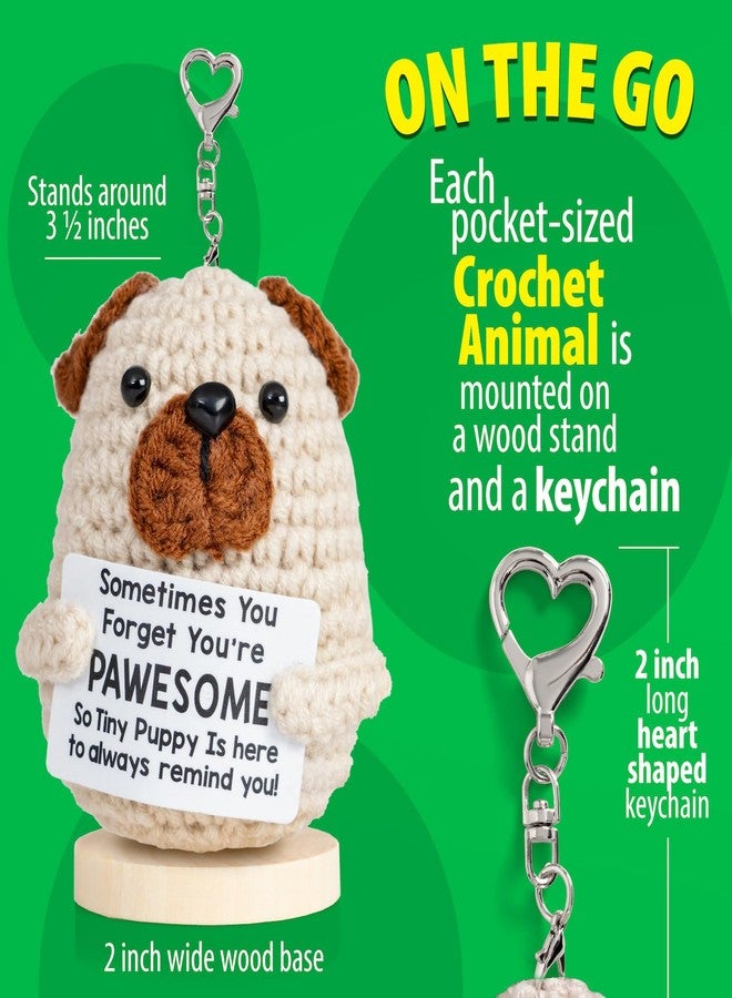 Twiddler Toys 9pcs Positive Crochet Animals - Emotional Support Crochet Stuffed Animals with Positive Messages - Cute Novelty Gift Set Includes Keychains and Stands - Image 5