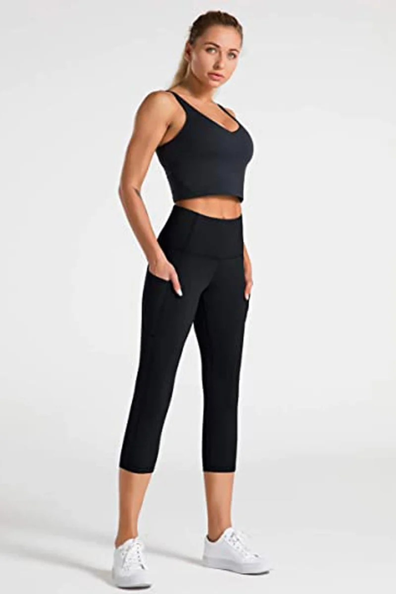 Hepsine Rakip Rivaling All Women's High Waisted Sports Capri Tights with Pockets Yoga Pilates