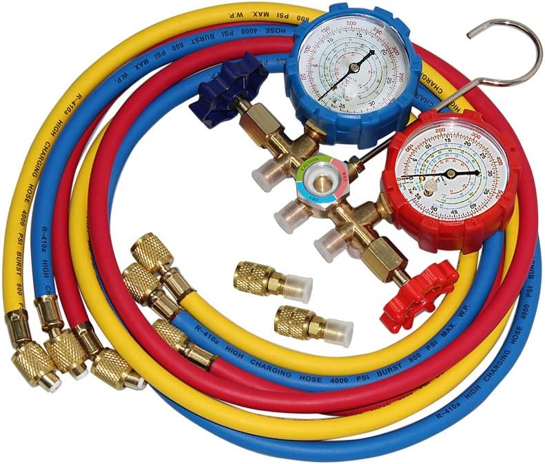 Shikha 5FT AC Diagnostic Manifold Freon Gauge Set for R410A R404A R22 R134A R12 R502 - Image 1