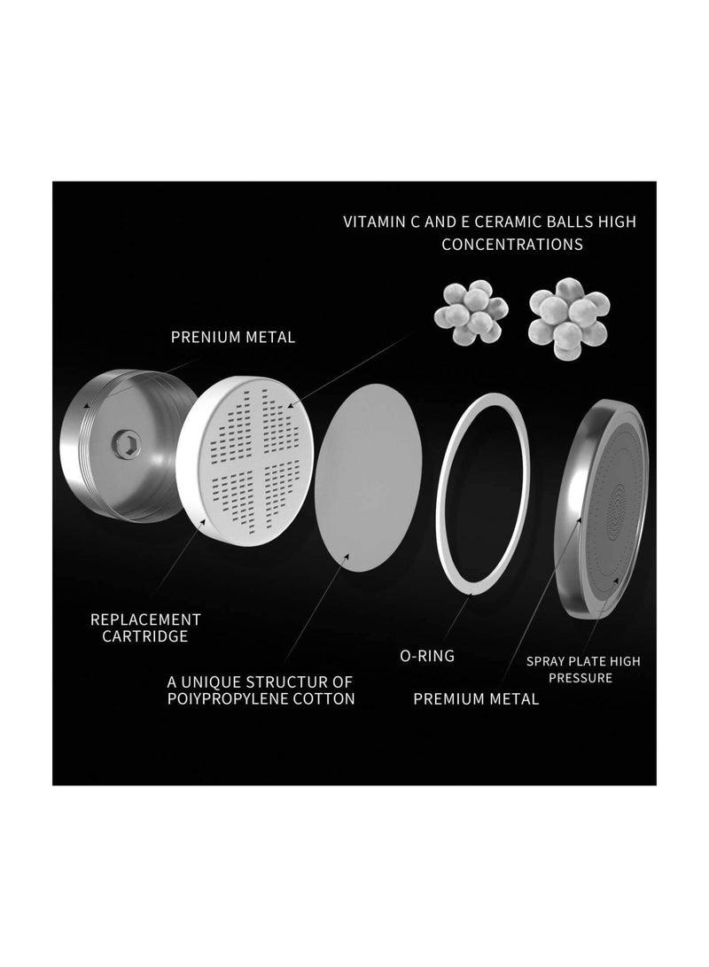 Zikra Shower Filtered Shower Head Set, Removes Chlorine and Harmful Substances, High Pressure Rainfall Shower Head, Shower Filter & Shower Head, Silver - Image 5