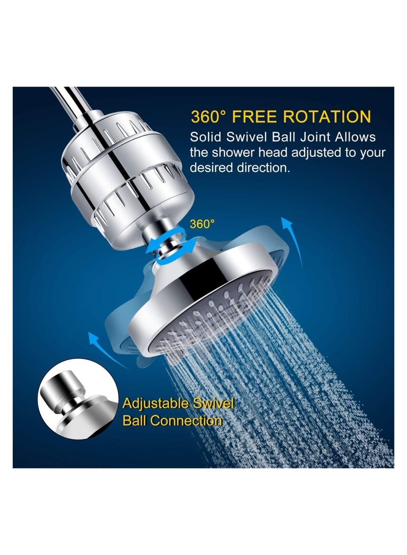 Zikra Shower Filtered Shower Head Set, Removes Chlorine and Harmful Substances, High Pressure Rainfall Shower Head, Shower Filter & Shower Head, Silver - Image 4
