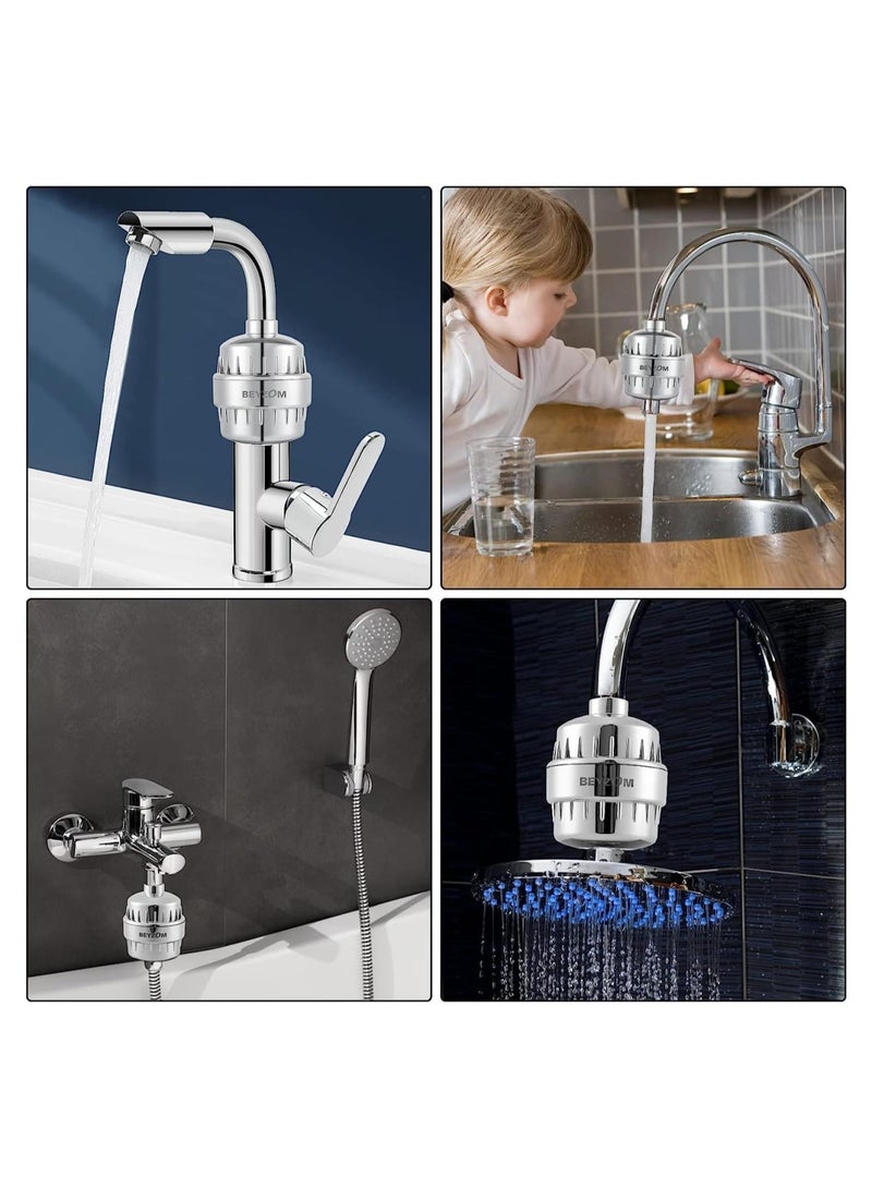 Zikra Shower Filtered Shower Head Set, Removes Chlorine and Harmful Substances, High Pressure Rainfall Shower Head, Shower Filter & Shower Head, Silver - Image 2