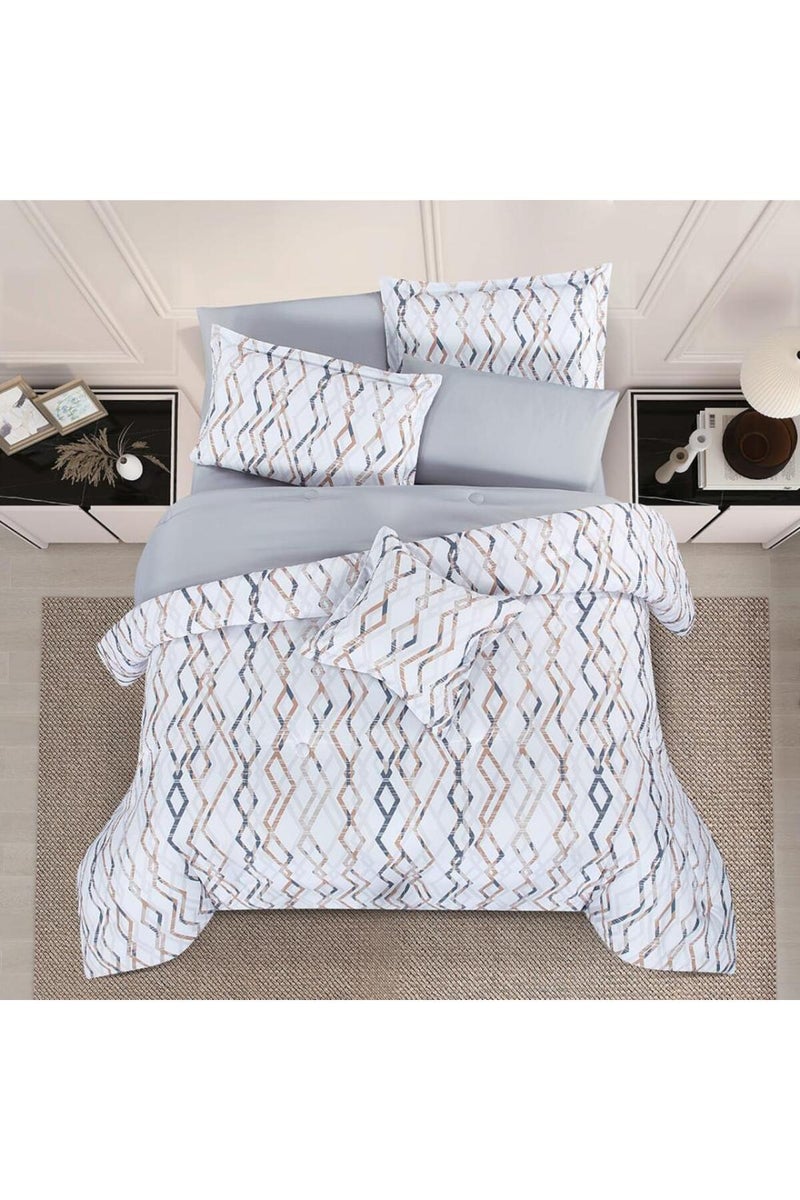 Melen Summer Double Reversible Bedspread 7-Piece - Orka - White - Gray - Image 3