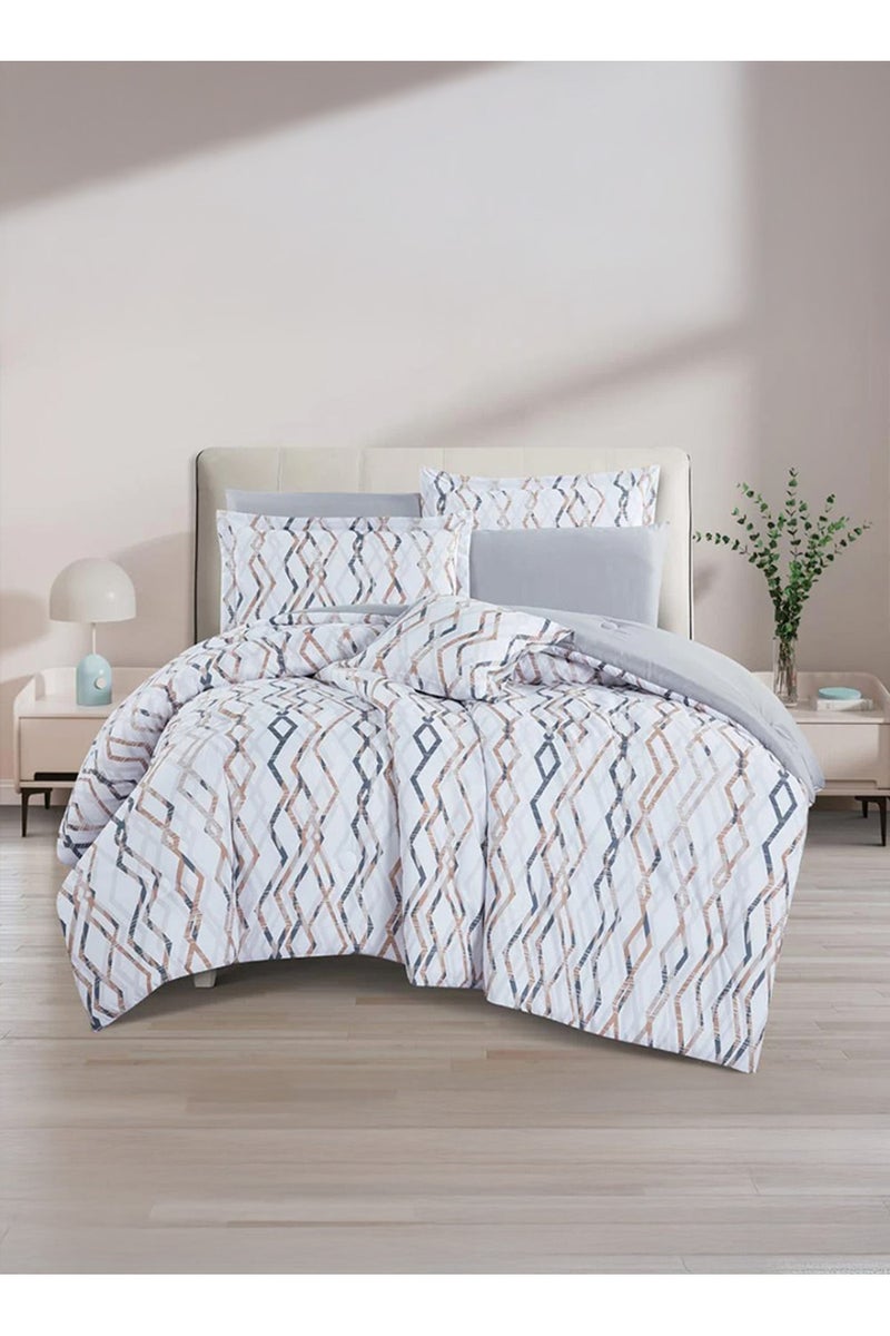 Melen Summer Double Reversible Bedspread 7-Piece - Orka - White - Gray - Image 1