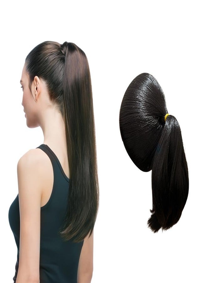 بلوشيا شعر مستعار على شكل كرة من ماركة BLUSHIA ملفوف برأس على شكل برعم زهرة من قشر الجريب فروت لزيادة كمية الشعر في أعلى الرأس (ذيل حصان 35 سم، بني) - Image 1