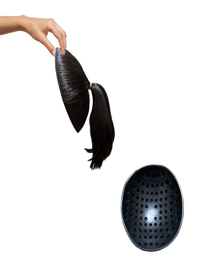 بلوشيا شعر مستعار على شكل كرة من ماركة BLUSHIA ملفوف برأس على شكل برعم زهرة من قشر الجريب فروت لزيادة كمية الشعر في أعلى الرأس (ذيل حصان 35 سم، بني) - Image 5