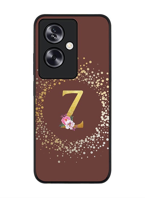 Rugged Black Edge Case for OnePlus Nord N30 SE, Slim fit Flexible Case Cover - Custom Monogram Initial Letter Floral Pattern Alphabet - Z (Brown)
