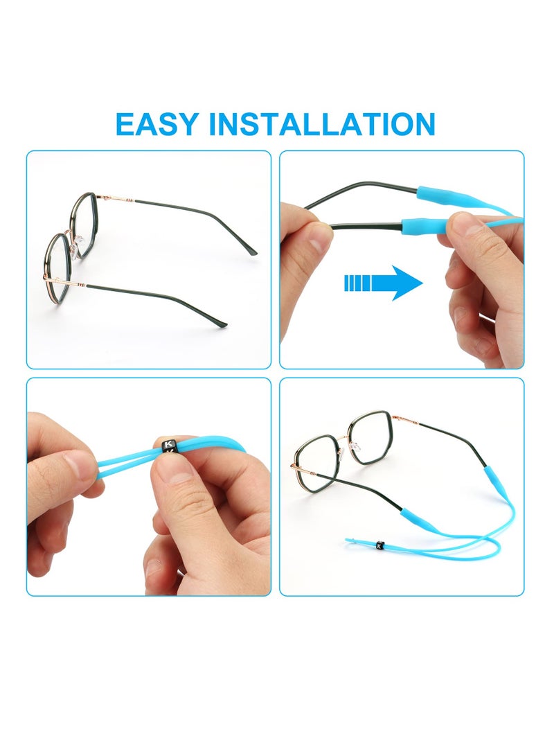 SOLARAE Silicone Glasses Strap Original Holder Adjustable Eye String Sports Band Sun Cord Lanyard for Women Kids Men Pack of 5 - Image 3