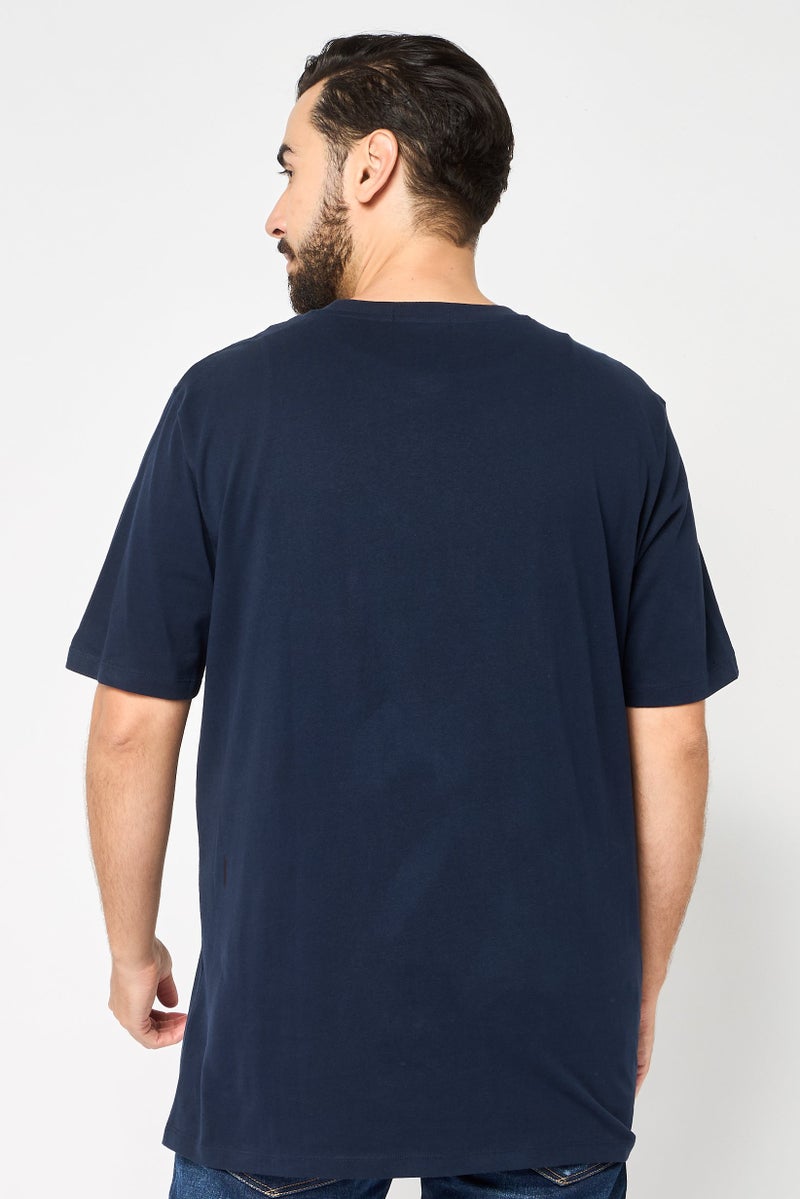 Replay Men Crew Neck Short Sleeve Brand Logo T-Shirt, Dark Navy - Image 2