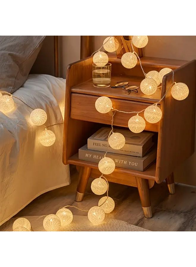 59 06 Inch 10 LED Flameless Fairy String Lights Battery Powered Warm White Twinkle Ball - Image 1
